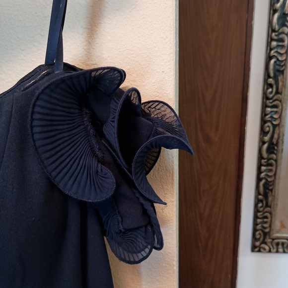 Xscape Nordstroms Navy Ruched Strapless Sheath Evening Gown - Picture 9 of 15